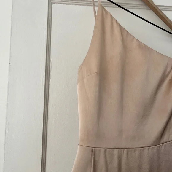 Bridesmaid Dress, Shannon One Shoulder Dress in Champagne Luxe Satin - Picture 6 of 11